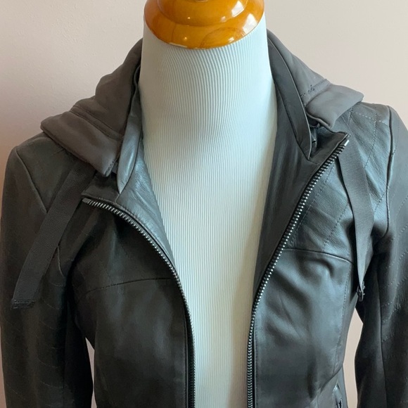 Athleta City View Leather Hooded Jacket - Picture 5 of 9